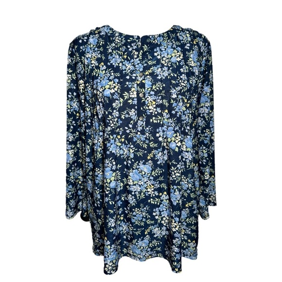 Napa Valley Women’s West Coast Blue Floral Blouse Button Front Pleated Top Sz M - Picture 10 of 12